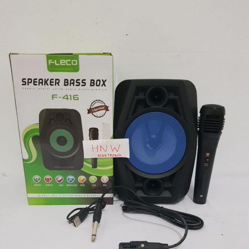 speaker Fleco 416 chas portable karaoke Fleco 417 bonus Mic kabel