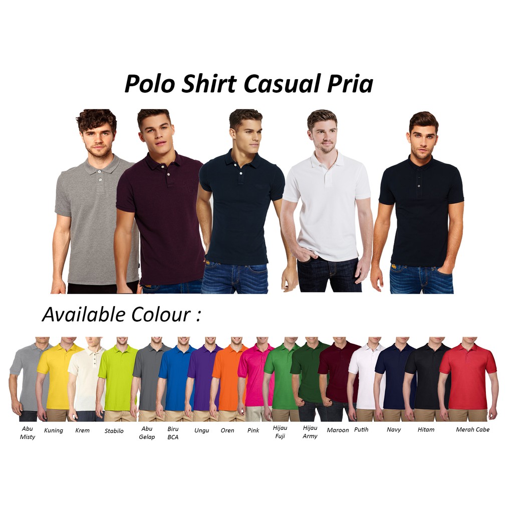 POLO SHIRT PRIA baju kaos kerah polos / kaos berkerah bahan katun lacos murah-3