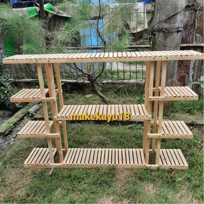 Rak Tanaman - Rak Bunga Bahan Kayu Jati Belanda Rak Tanaman Susun