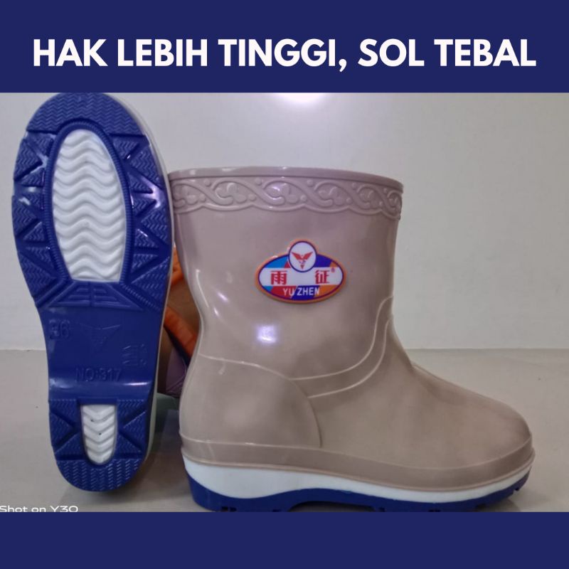 SEPATU WANITA BOOT KARET ANTI AIR PENDEK 21cm SEPATU SAWAH BOT SAWAH MANCING SAFETY ANTI KEONG