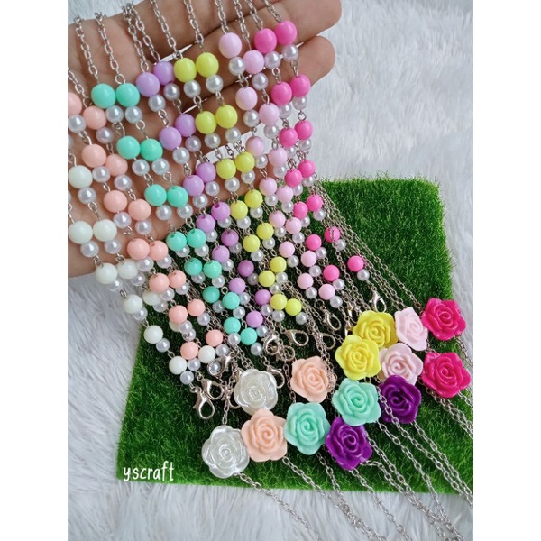 strap 2in1 rantai mawar resin/konektor masker