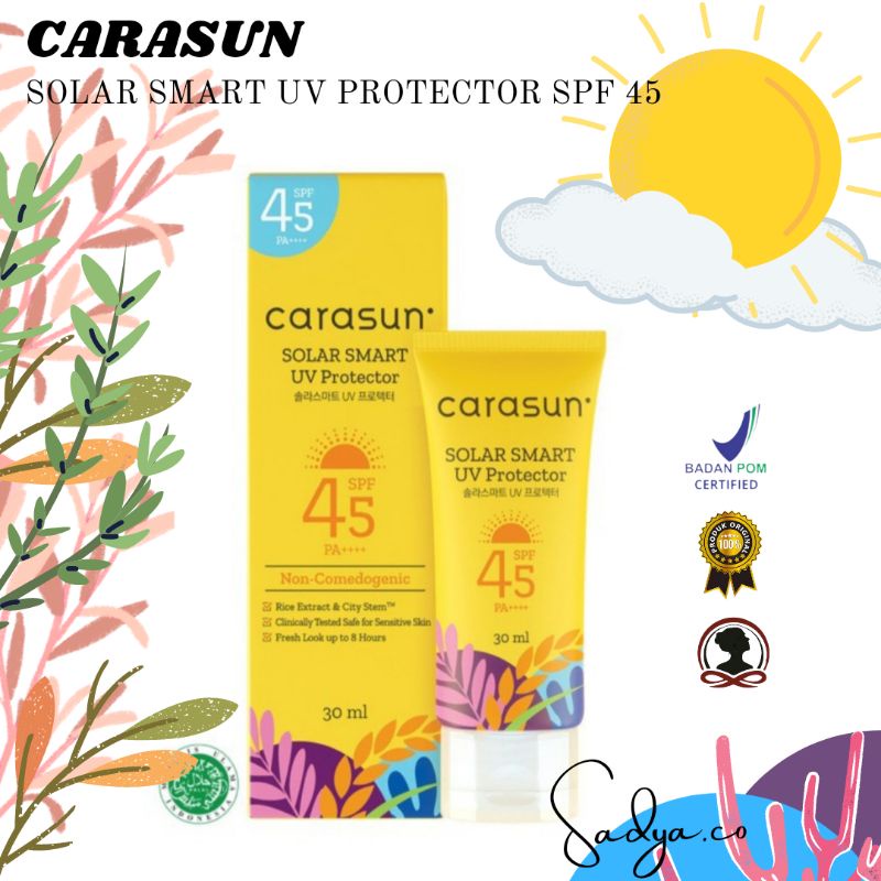 CARASUN SOLAR SMART UV PROTECTOR SPF 45 / CARASUN SUNSCREEN / CARASUN 30 ml / CARASUN SACHET 8 ml