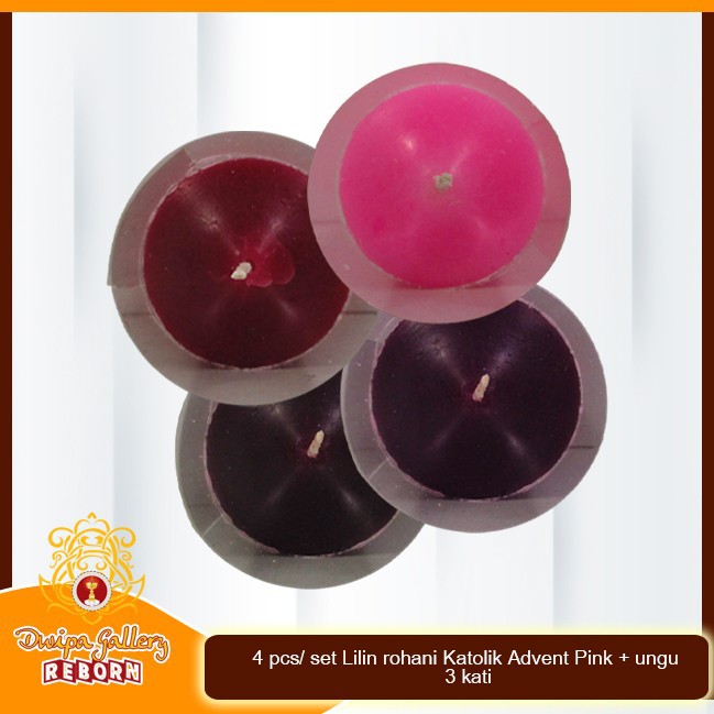 4 pcs/ set Lilin rohani Katolik Advent Pink + ungu 3 kati