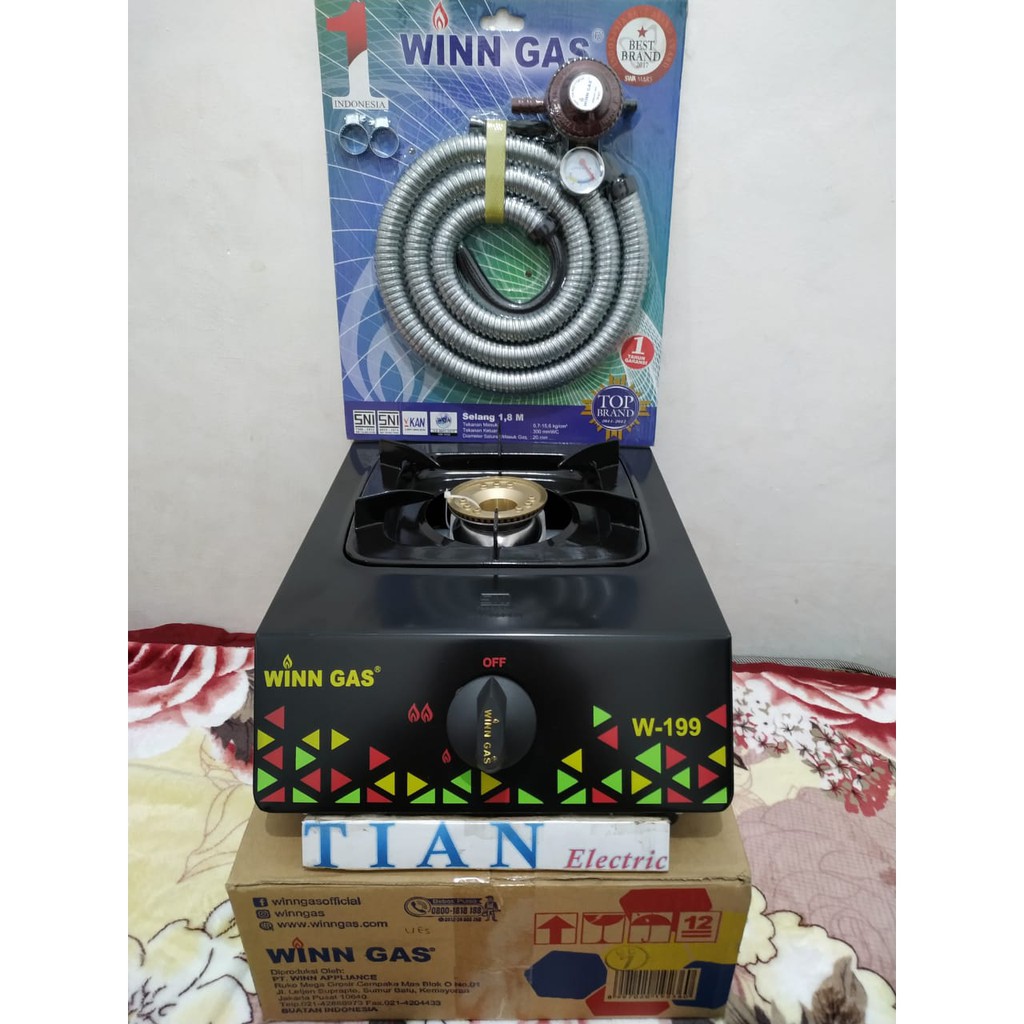 WINN GAS W-199 Kompor Gas 1 Tungku + Regulator Paket Winn Gas