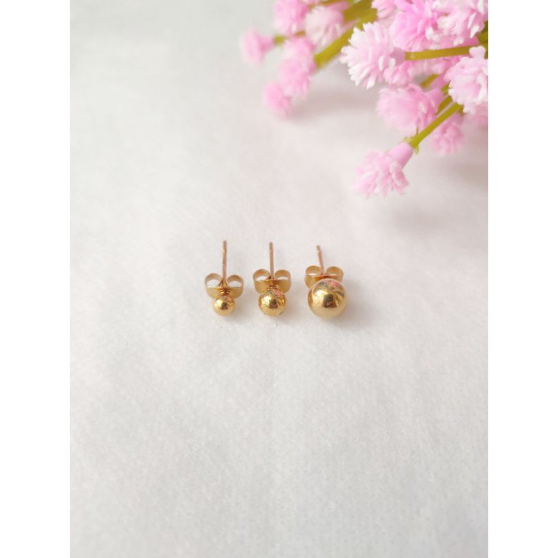 Anting Tusuk Bulat Polos Import Wanita