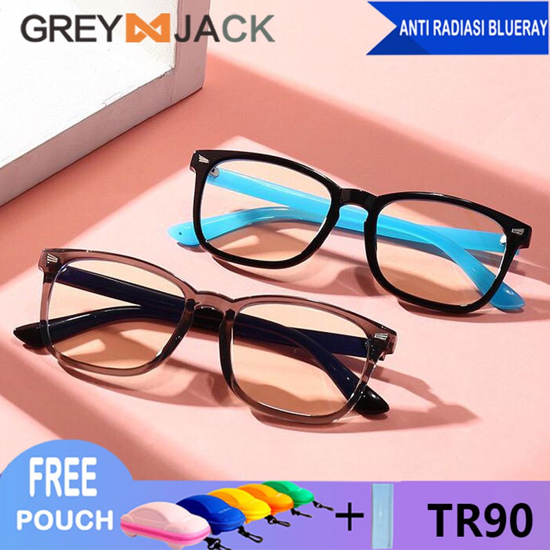 Grey Jack Kacamata Anak Remaja Lensa Anti Radiasi Blueray Komputer HP TV Fashion Anak Perempuan dan Laki-laki 8297-1