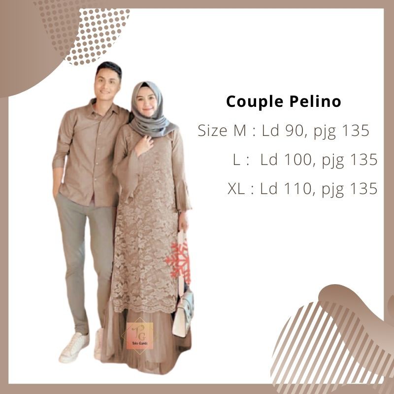 Baju Gamis Pasangan Couple Muslim Brukat Lengan Panjang - Couple Pelino - Size M - L - XL-6