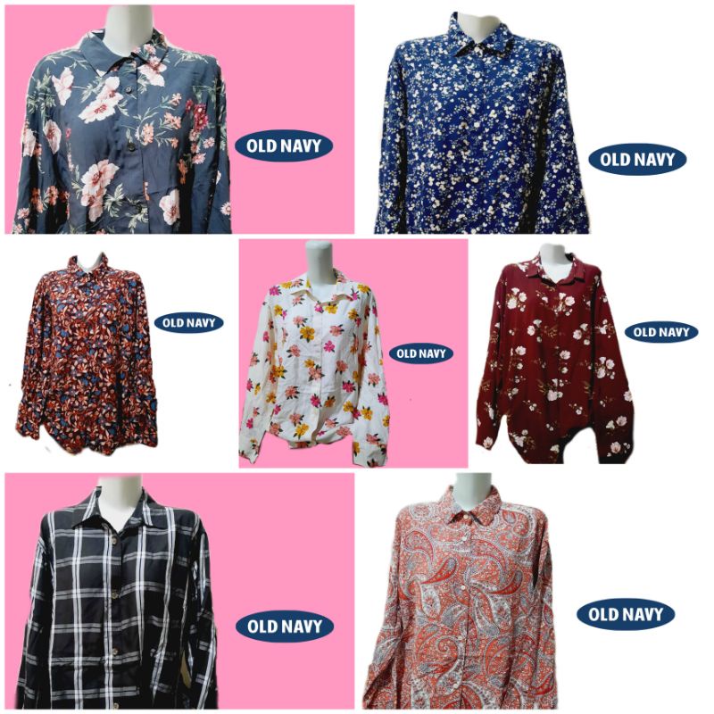 Kemeja Branded Wanita Old Navy/Kemeja Motif Branded Old Navy