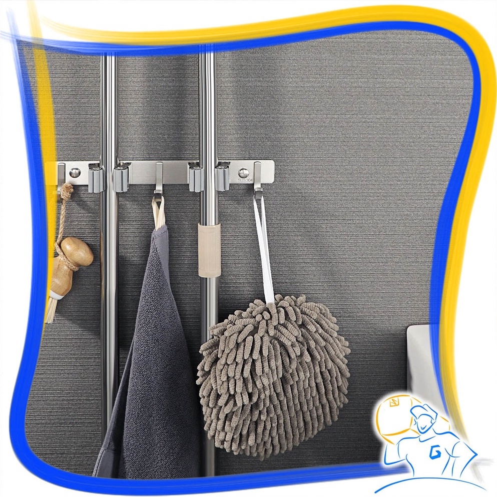 Gantungan Sapu Hook Pel Mop Clip Holder Tempel Dinding Klip Penjepit Gagang Pel Pengait Sapu Hanger Serbaguna