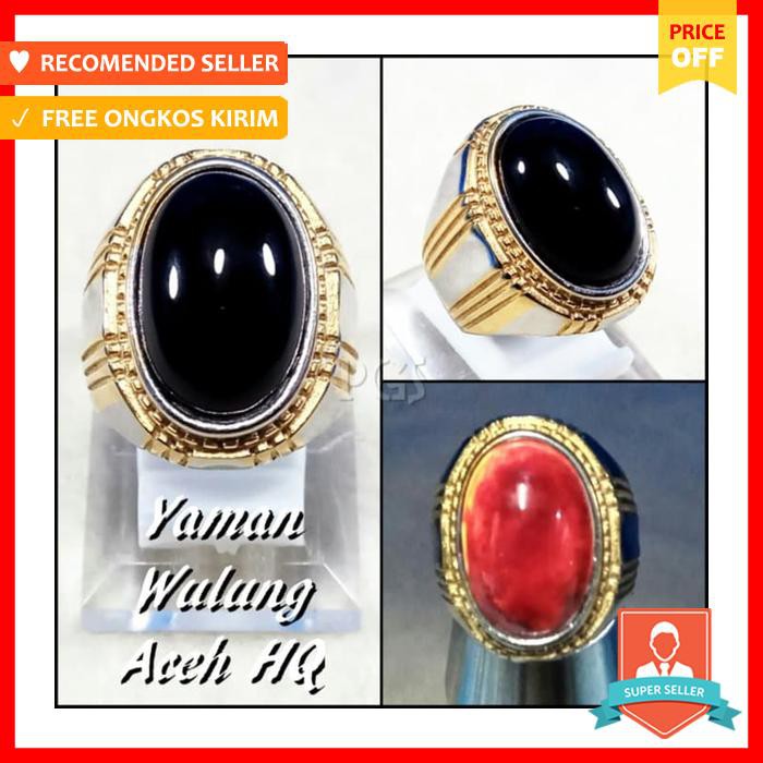 CINCIN BATU AKIK NATURAL YAMAN WULUNG ACEH KRISTAL HITAM LEGAM