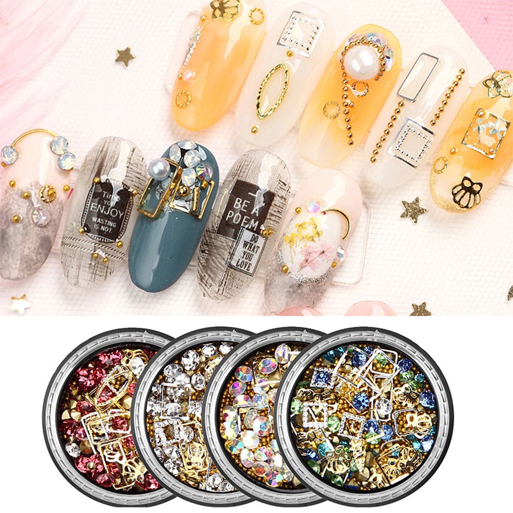 Mxbeauty Stiker Sequin Glitter Berlian Imitasi 3d Bentuk Kotak Holografik Multi Warna Dekorasi Nail Art Diy