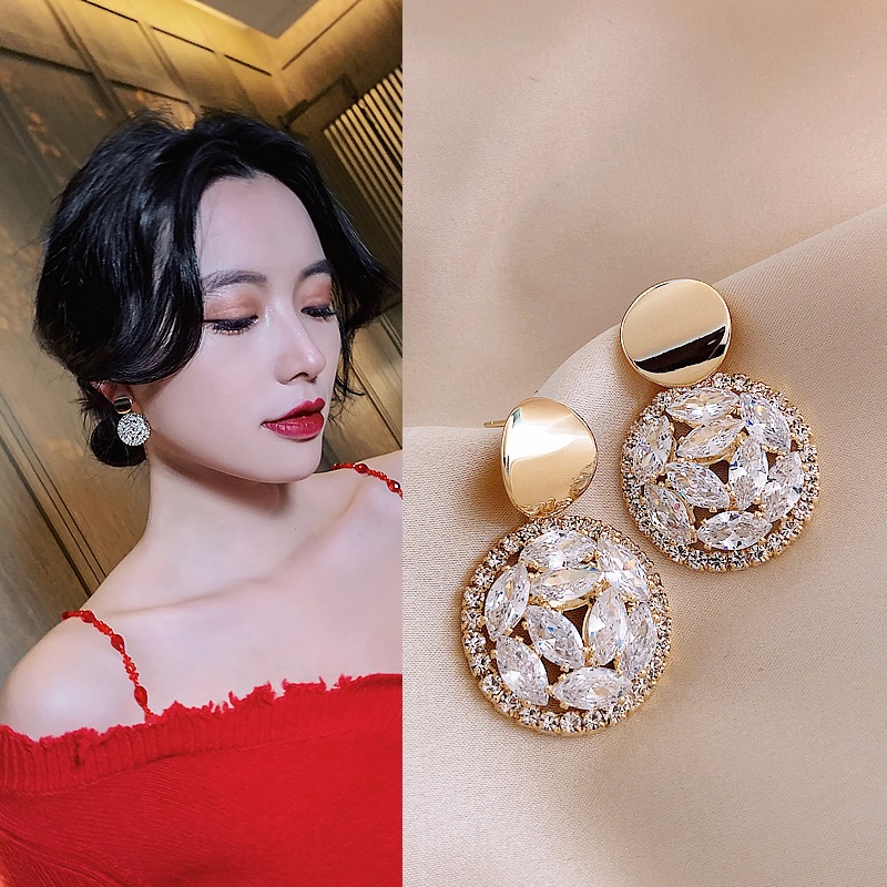 Anting Tusuk silver s925 Hias Berlian Imitasi Untuk Wanita