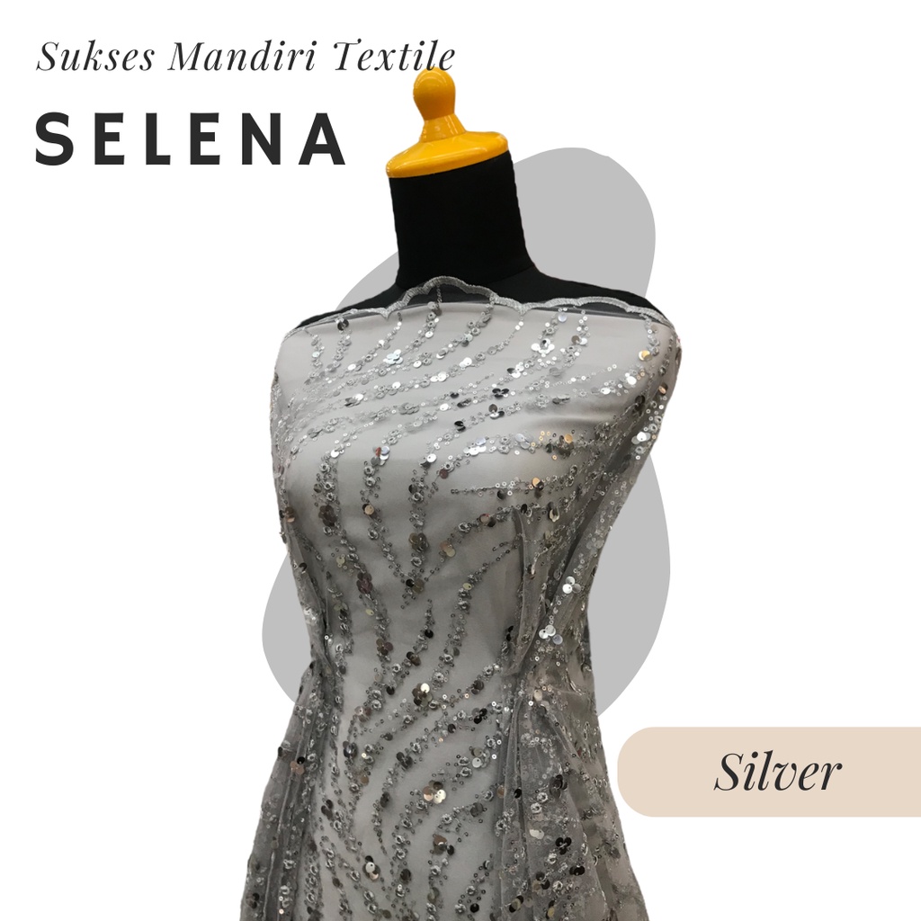 [SELENA] Tile Payet Sequin Mewah Warna Silver Abu Perak | Harga ½ meter = 50 cm (Bahan Dress Bridesm