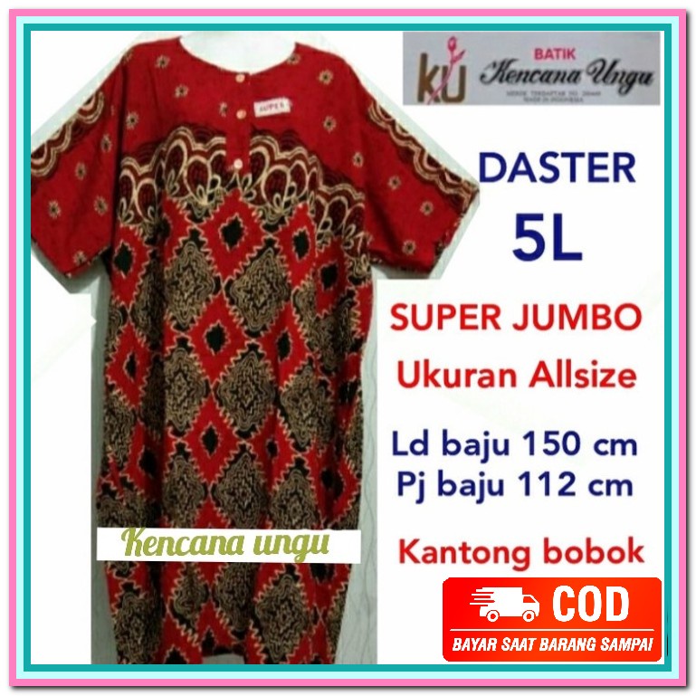 Kgo - Abq Daster Kencana Ungu Batik (05) / Daster Terbaru / Baju  TQ250 Daster Kencana Ungu 5L Jumb