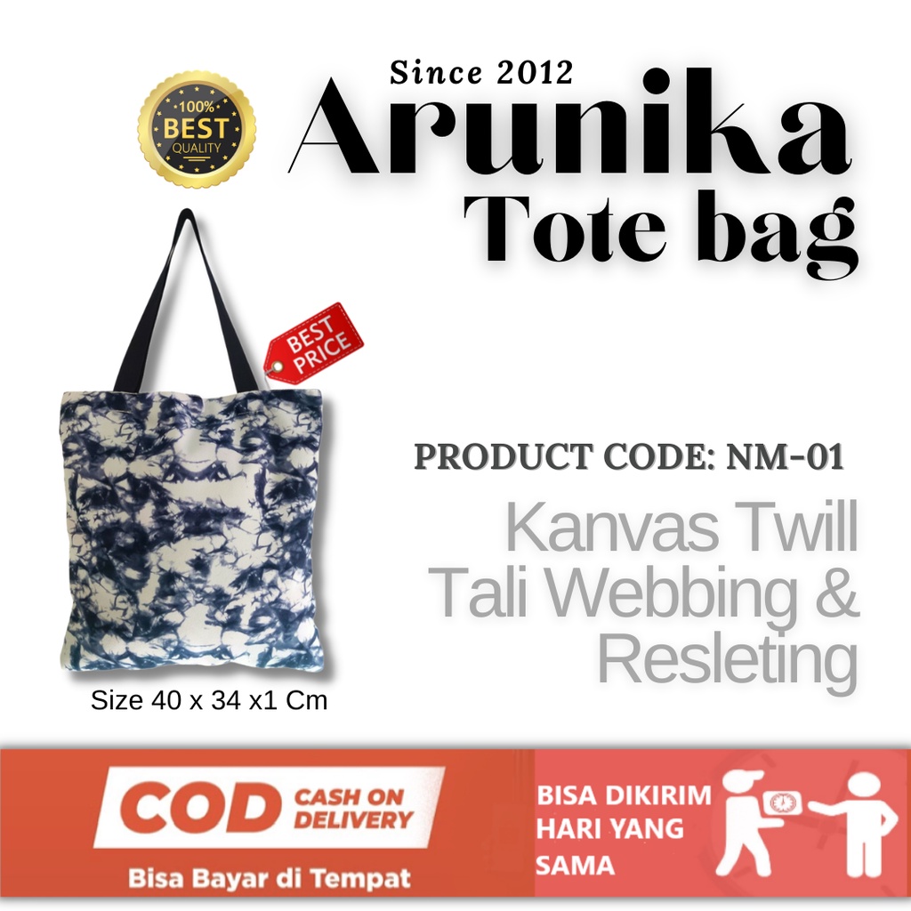Totebag  Tas Tote  Tote Bag Nirmala Cordura Waterproof Special Edition Warna Hitam putih