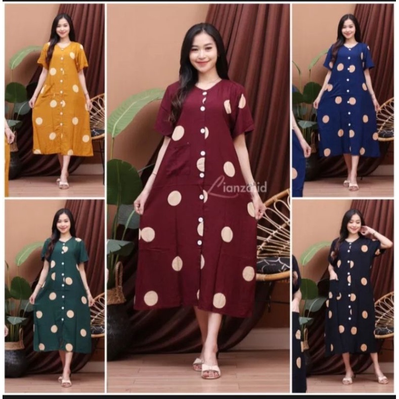 Daster andin full kancing terbaru produksi sendiri busui kain tebal COD se indonesia Daster Kekinian