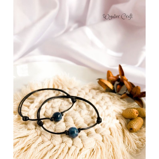 WA141 Moon Bracelet Tali Hitam Waterproof Unisex by Wynter Craft