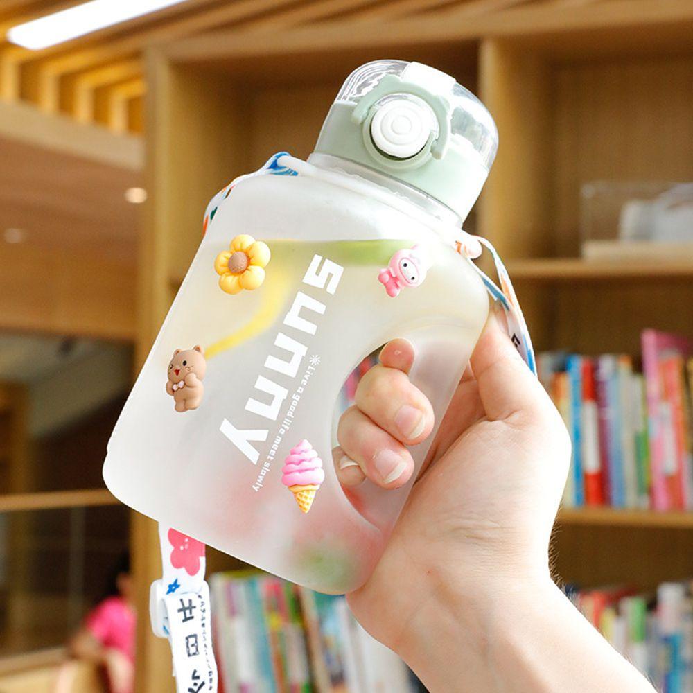 Solighter Botol Air Minum Anak Olahraga Travel Water Cup 1000ML Kartun Sedotan Tempat Minum