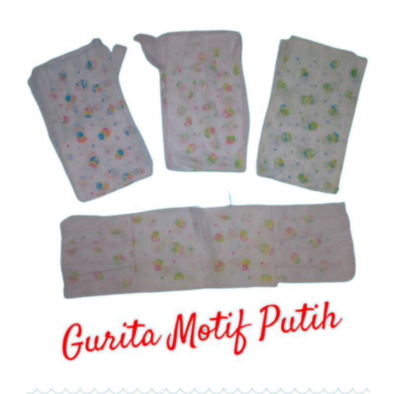 Gurita Tali Ikat Kain Bayi SNI Putih Warna Polos Motif Corak Fullprint 3 pcs.