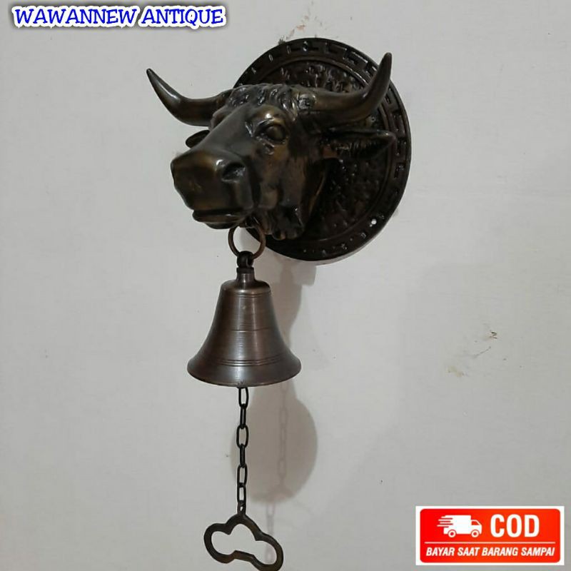 Bel Pintu Rumah Pagar Kuningan Antik Murah Motif Banteng