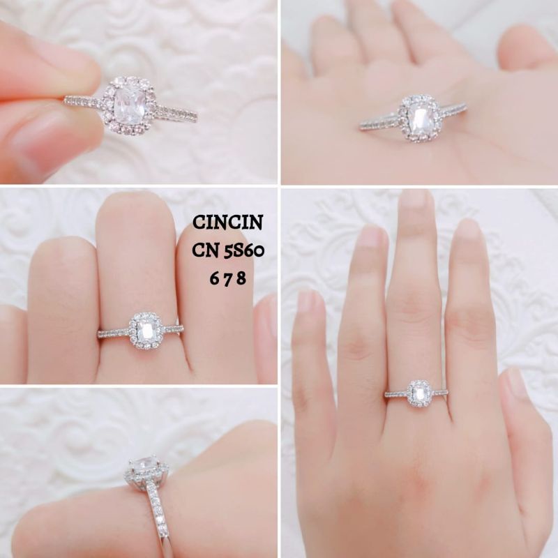 Cincin Titanium Wanita Permata Solitaire Super Mewah