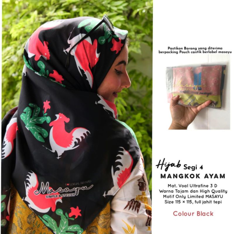 Hijab Segi 4 Mangkok Ayam Jago