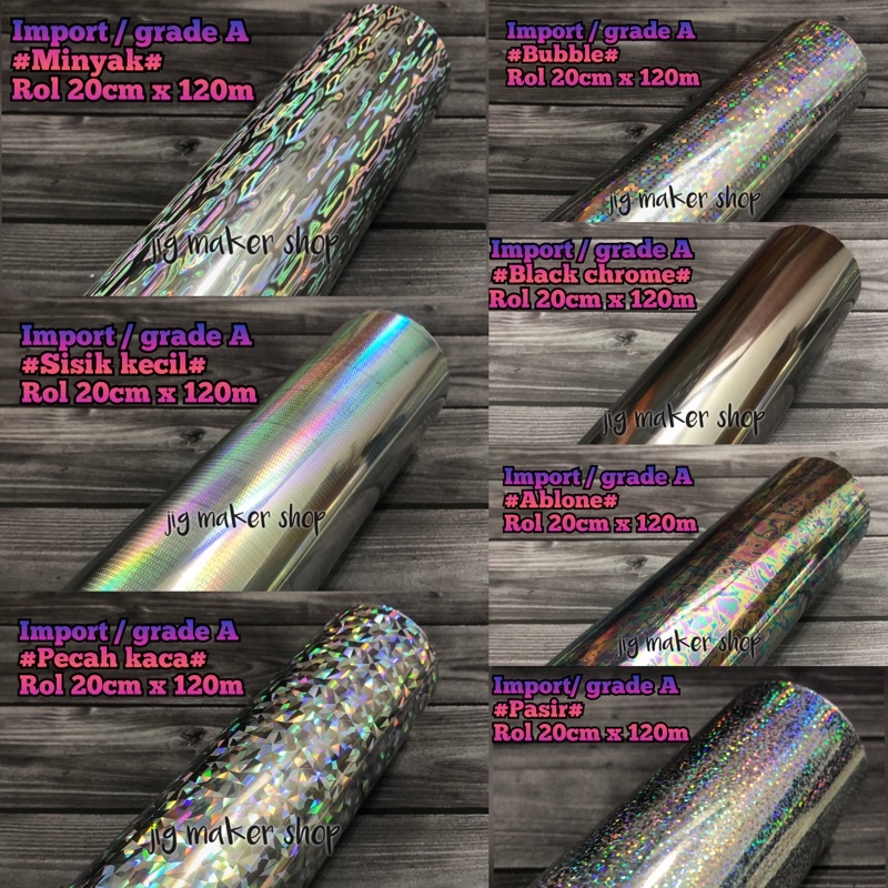 hologram hot stamping foil metal jig lure, IMPORT ORIGINAL, Rol 20cm x120meter