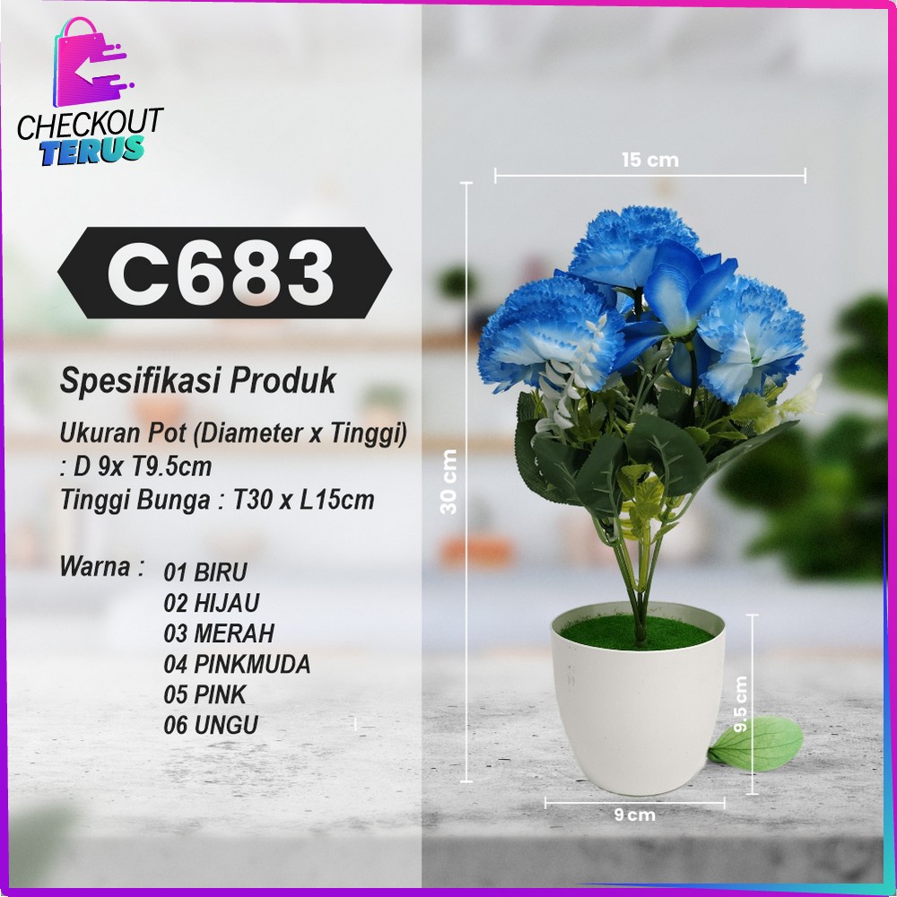 CT C682 C684 Tanaman Hias Plastik Pot Bunga Hias Bunga Artifisial Dekorasi Pot Tanaman Bunga Lily Artificial