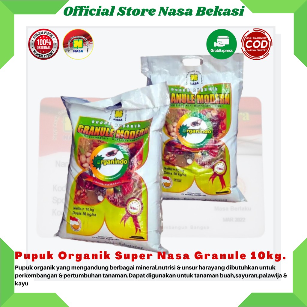 Pupuk Granule Organik 10kg - Pupuk Kelapa Sawit dan Karet - Pupuk Organik Super Granule Modern Nasa