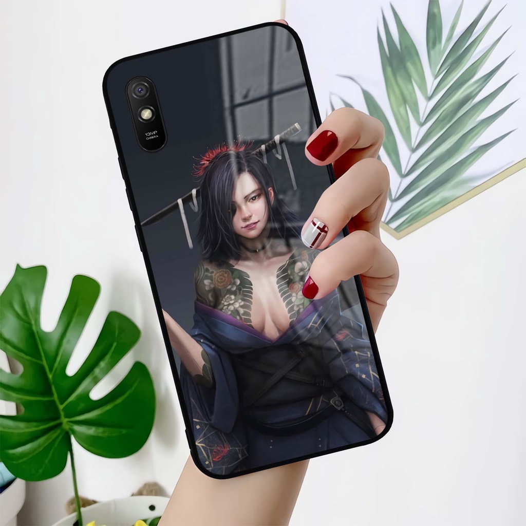 Case Glossy Kilau Redmi 9A | Casing Hp Xiaomi | Pelindung Smarphone | Motif Anime Yakuza Girl Art