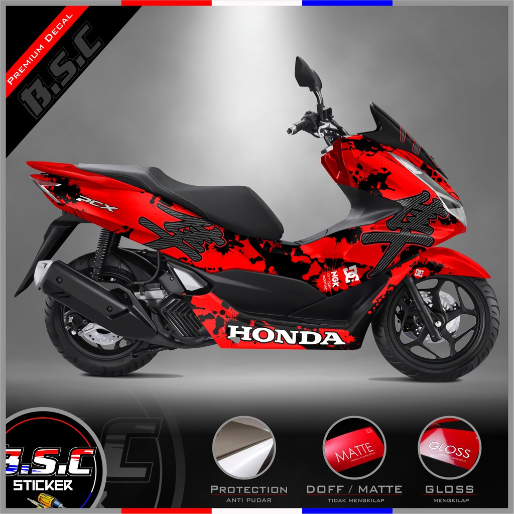 Sticker Motor Stiker Decal FULL BODY All New PCX 160 Motif Hayabusha (Red)