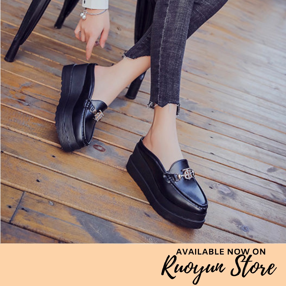 RYS - Chain Gloss Sepatu Slip On Loafer Wanita Fashion Casual - Ori Import