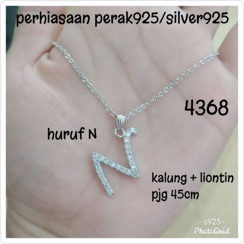 KALUNG+LIONTIN HURUF N PUTIH 4368 PERAK 925 #FMA