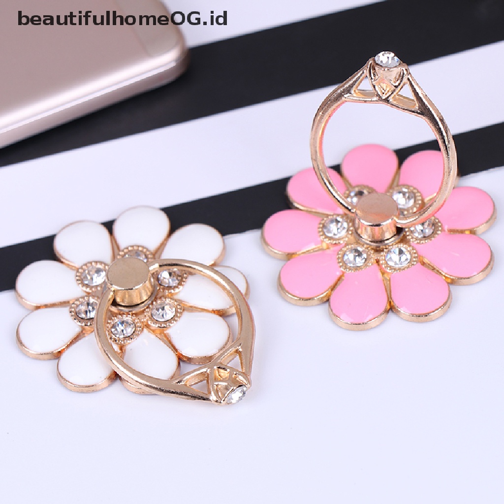 Ring stand holder Bentuk Bunga Warna-Warni Bahan metal Untuk smartphone