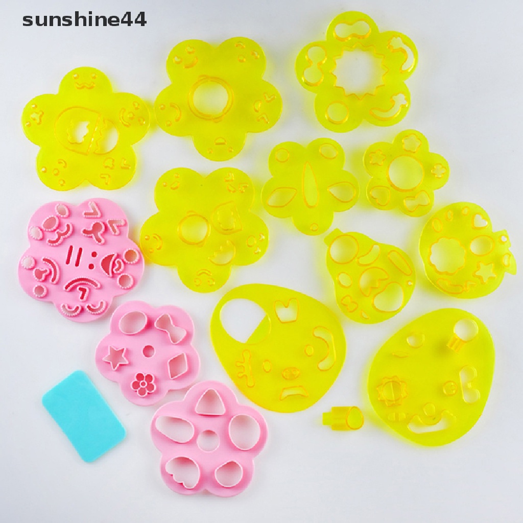 Sunshine 2 / 3 / 4Pcs Cetakan Bola Nasi Emboss DIY Bentuk Ekspresi Wajah Kartun