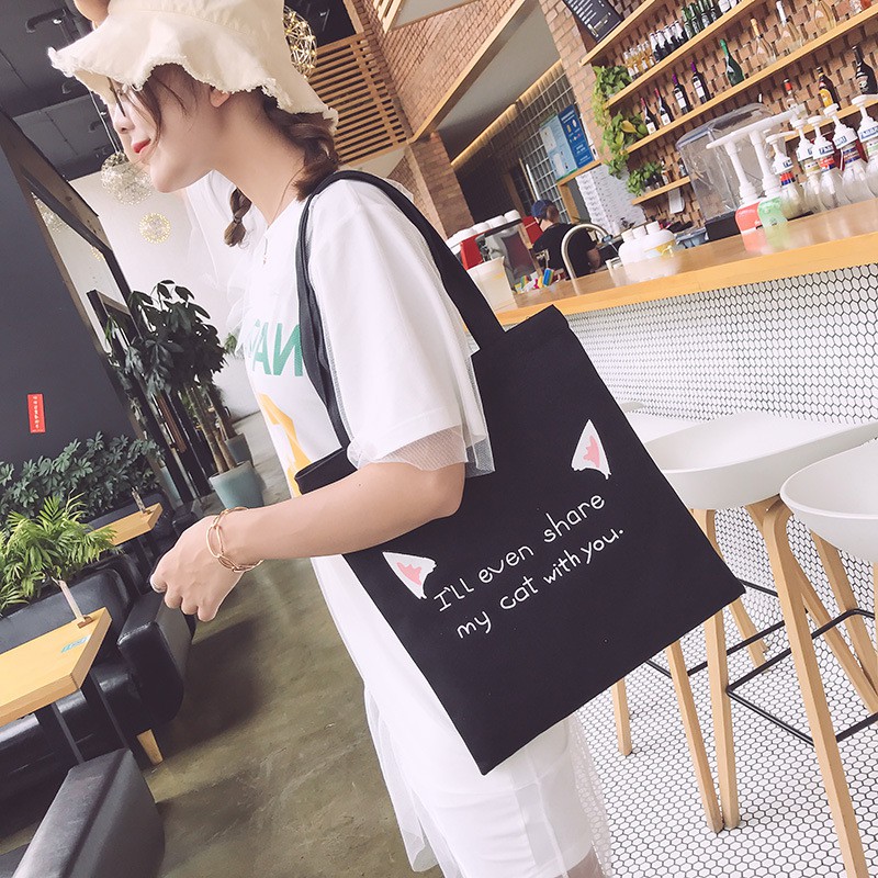 [DIKIRIM DARI JAKARTA] Totebag Kanvas Import Share My Cat Series