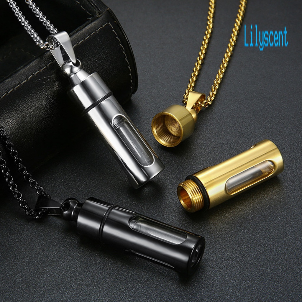 Kalung Bahan Stainless Steel Model Botol Parfum Untuk Unisex