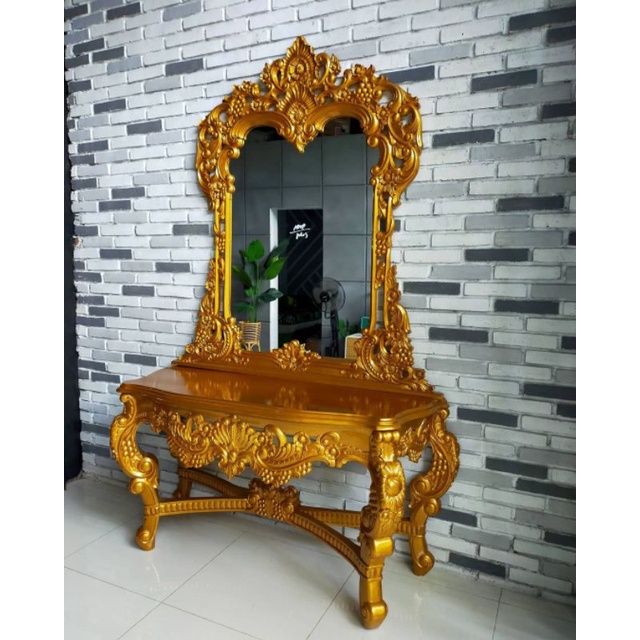 Meja Rias Kaca Meja konsul Jati Pigura Jati