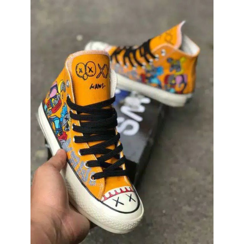 [BEST SELLER ] SEPATU CONVERSE High 70s x KAWS COMPANION YELLOW IMPORT VIETNAM