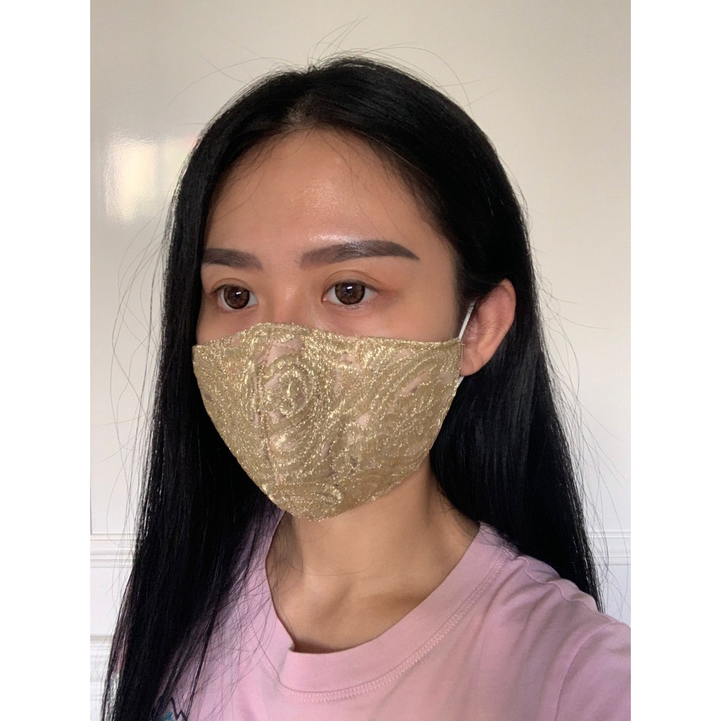 Masker Brokat Gold
