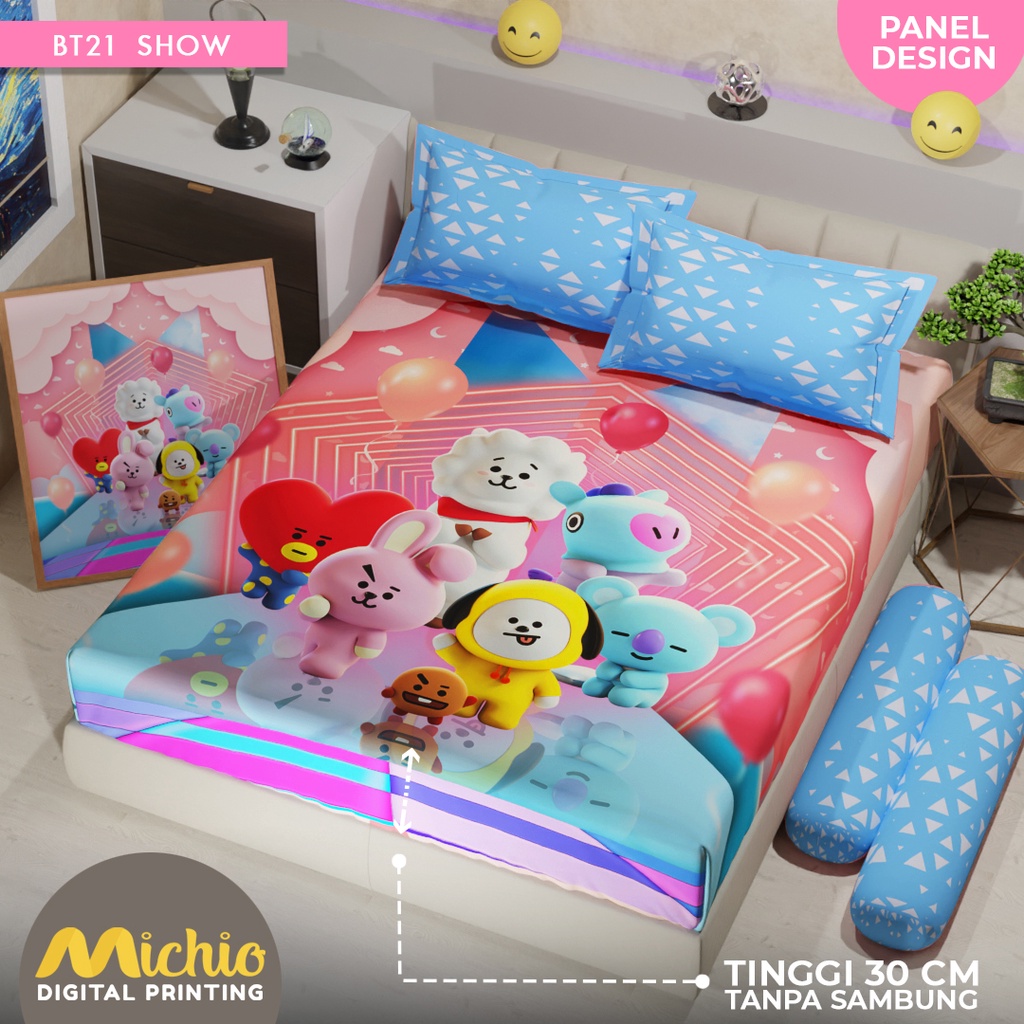 Michio Digital Printing Sprei Uk 160/180 T 30 - BT21 Show