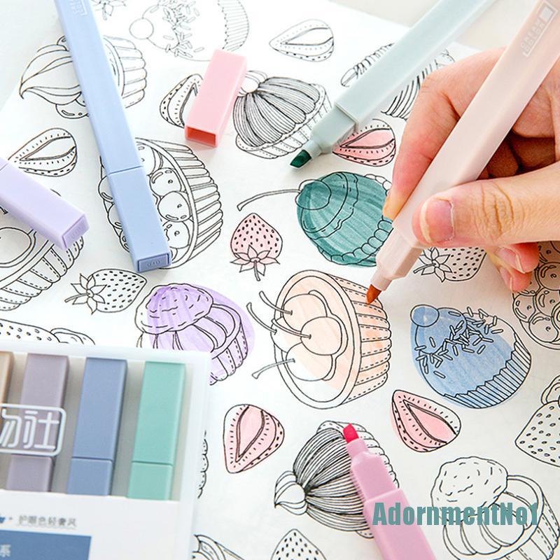 [AdornmentNo1]6 pcs/set Children Stationery Candy Color Fluorescent Marker Pens Highlighter