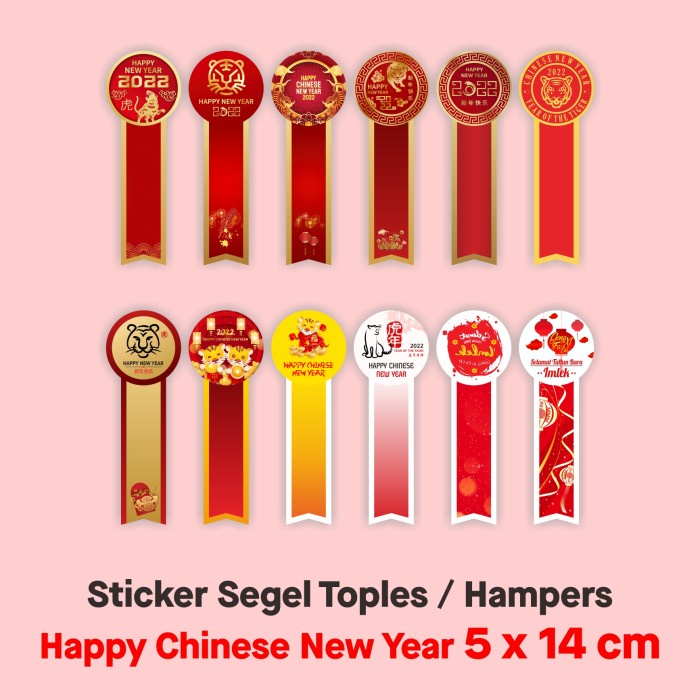 

Sticker Label Toples Jar Happy Chinese New Year Stiker Hampers Imlek 5 x 14 cm (1 Lembar/ 5 pcs)