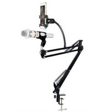 Microphone Suspension Boom Scissor Arm with Smartphone Lazypod - D6--TaffSTUDIO