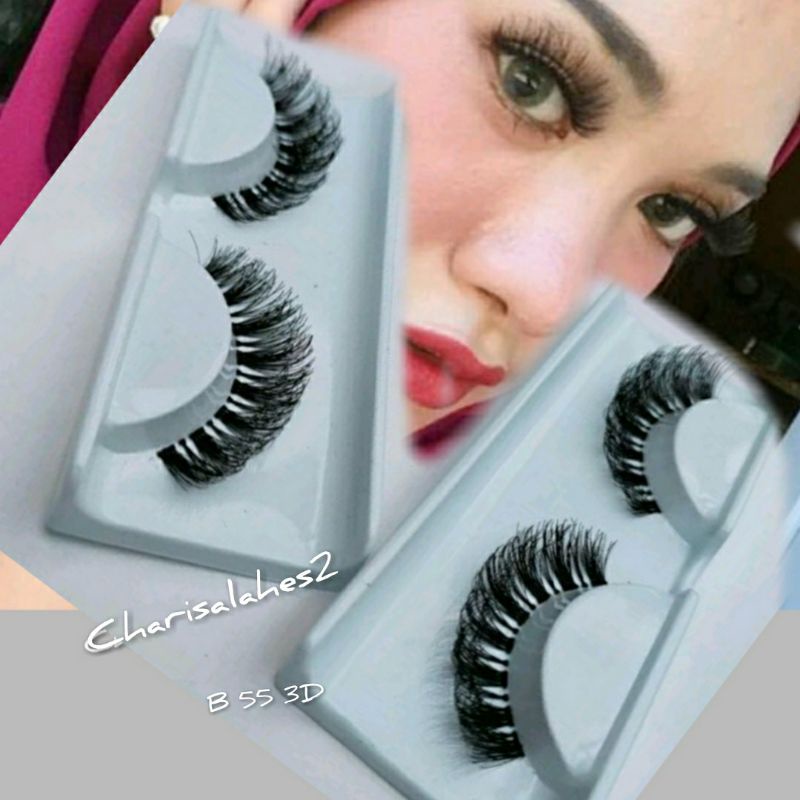 B 55 3D Bulumata 3D Bulu Mata 3D lusinan Bulu Mata Palsu Bulu Mata 3Dl Charisalashes2  Bulu mata mak