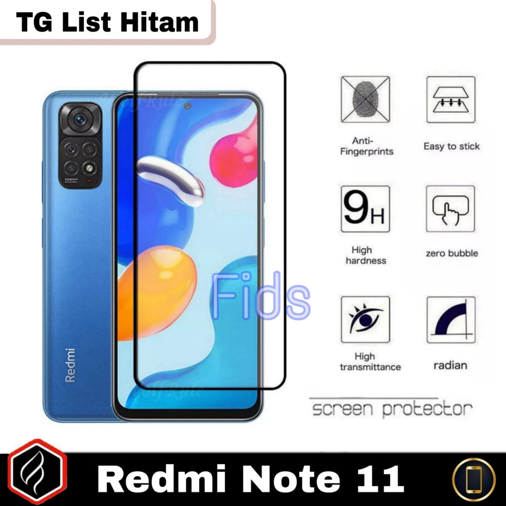 Promo Tempered Glass Xiaomi Redmi Note 11 New 2022 Anti Gores Layar FULL Cover Black &amp; Clear Premium / Screen Protector FULL Screen Redmi Note 11