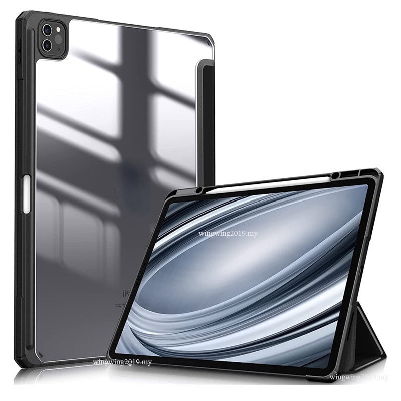 Case Desain Potlood Houder Ondersteuning Draadloze opladen Untuk Ipad Pro 11 12.9 2020 / 2018 Pro 2021 12 9 Air 5 10.9 2020 4