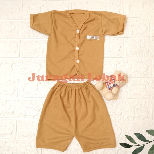 6 pcs Baju Lengan Pendek dan Celana Pendek, Setelan Baju Bayi Baru Lahir Seri Coklat - Juragan Lebak