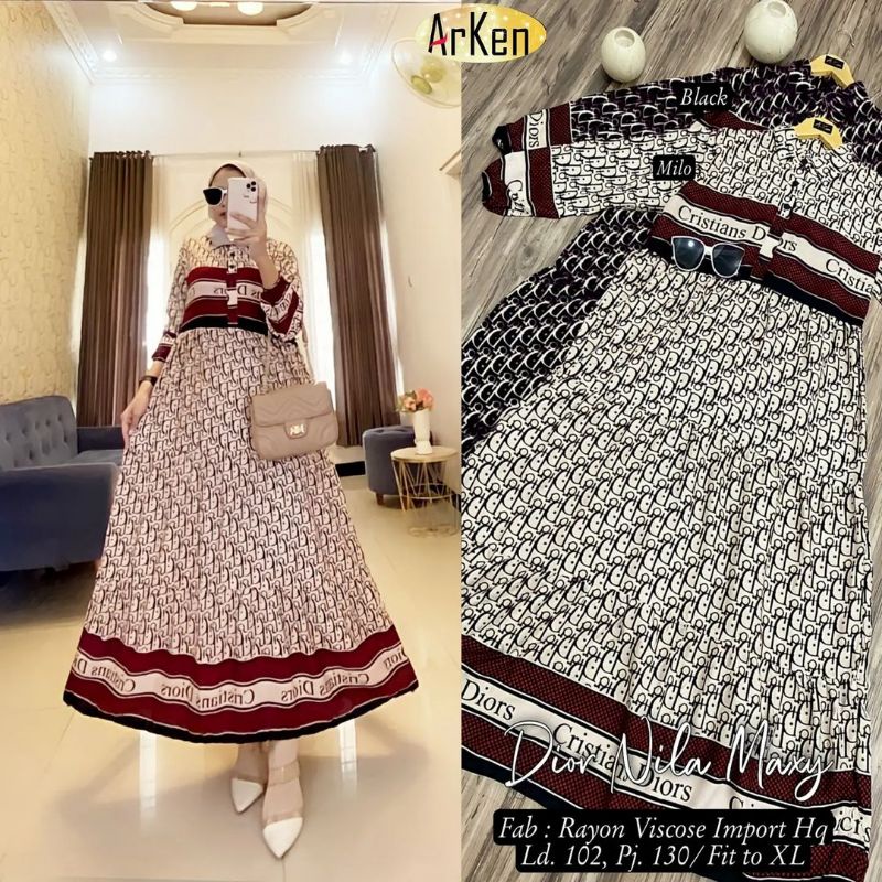 COD - Asmiranda Maxy Gamis Muslim Aurora Dress Shakila Aksen Renda Import Ld  110 Fit XL-1