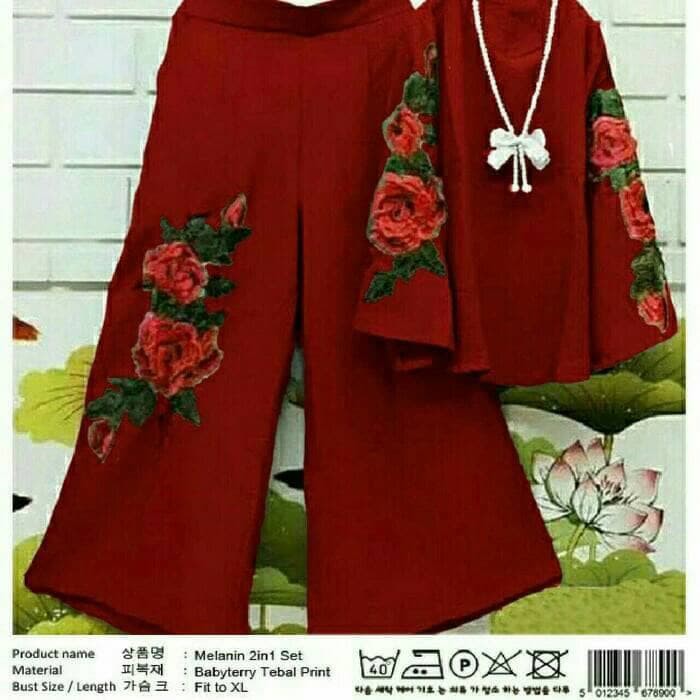 TERLARIS PAKAIAN SET GAMIS WANITA MUSLIM SYARI LEBARAN setelan muslim celana panjang kulot cullote c